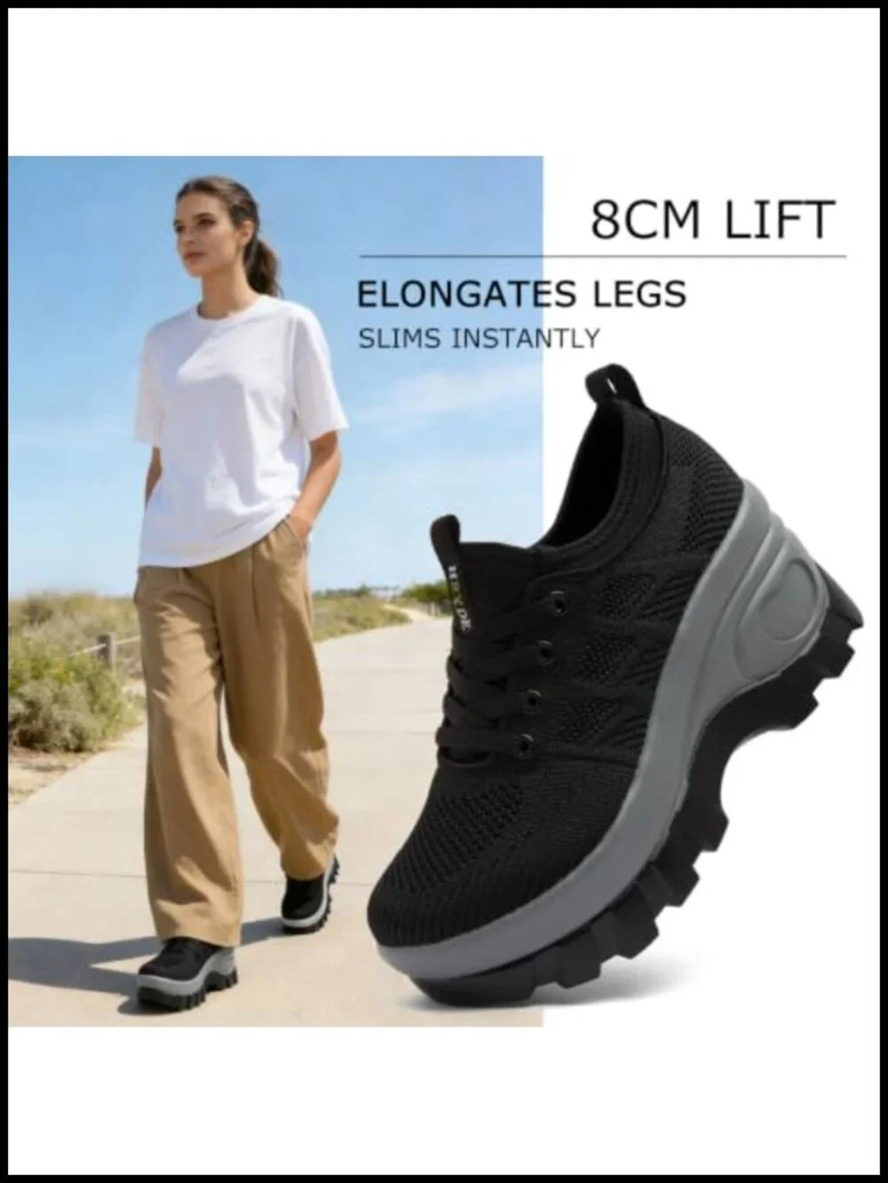 Women's Chunky Platform Wedge Sneakers Orthopedic Knit Breathable Walking Shoes